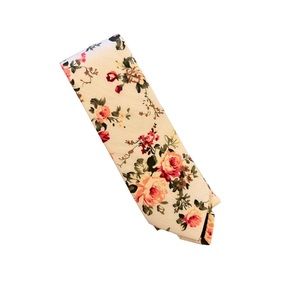 NEW Skinny Floral Print Tie - Cream